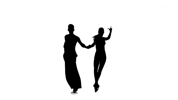 Dance Element From the Salsa, Silhouette Couple Ballroom. White Background alt