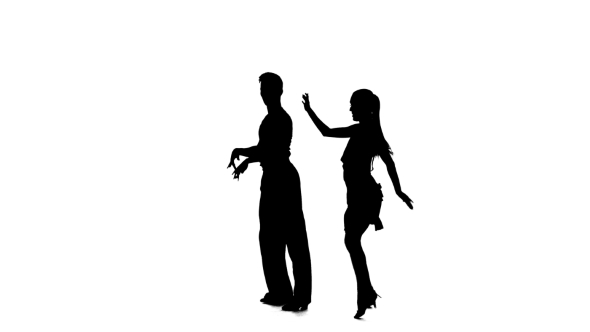 Couple Silhouette Professional Dancing Rumba on White Background, Alpha ...