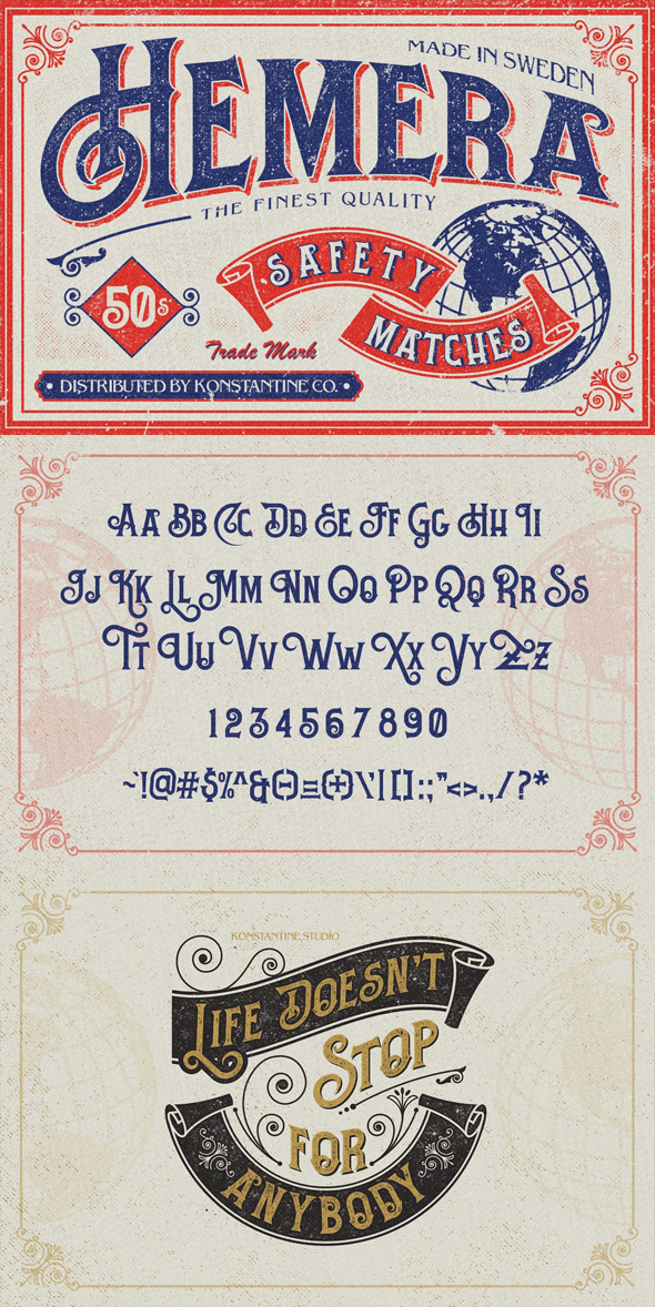 Hemera Vintage Branding font - Decorative Fonts