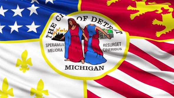 Waving National Flag of Detroit City