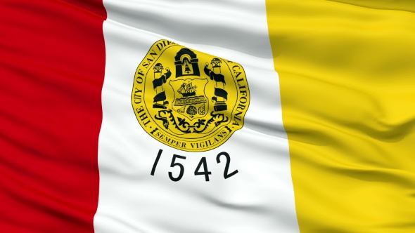 Waving National Flag of San Diego City