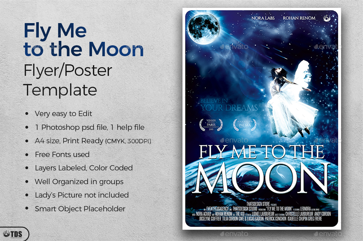 Fly Me To The Moon Movie Poster Template By Lou606 | GraphicRiver