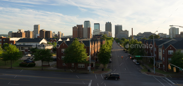 Sunset Downtown City Skyline Birmingham Alabama Carraway Blvd