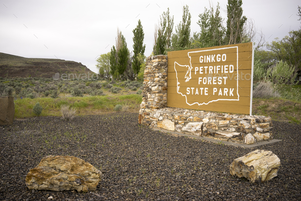 Ginko Petrified Forest State Park Entrance Sign Washington State - Stock Photo - Images