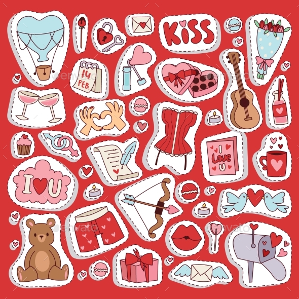 Valentine Day Icons Symbols - Valentines Seasons/Holidays