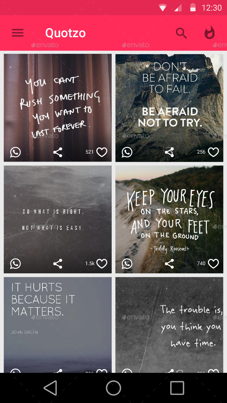 Quotes App | Quotzo - Android Material Design App UI Set by opuslabworks