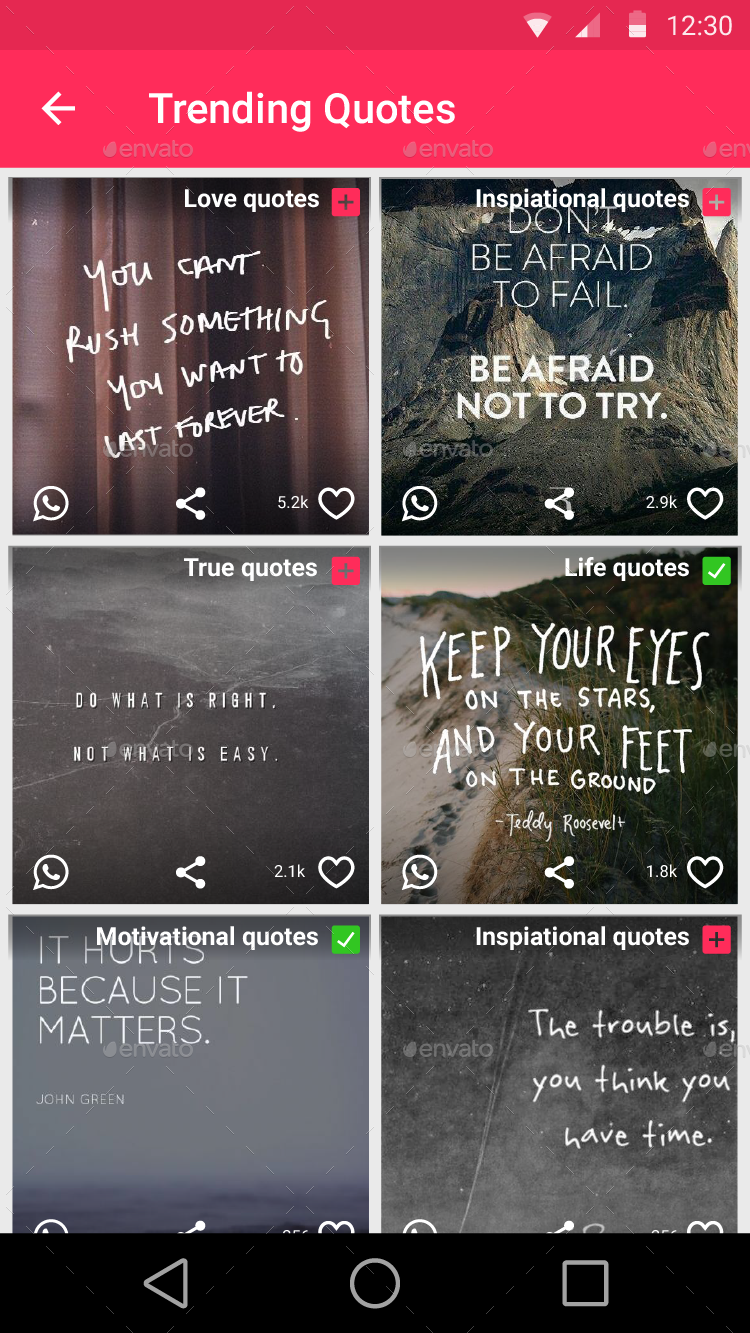 Quotes App | Quotzo - Android Material Design App UI Set by opuslabworks