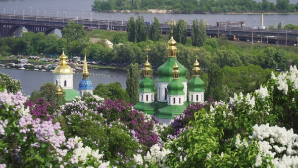 Vydubychi Monastery and Blooming Lilac Kiev alt