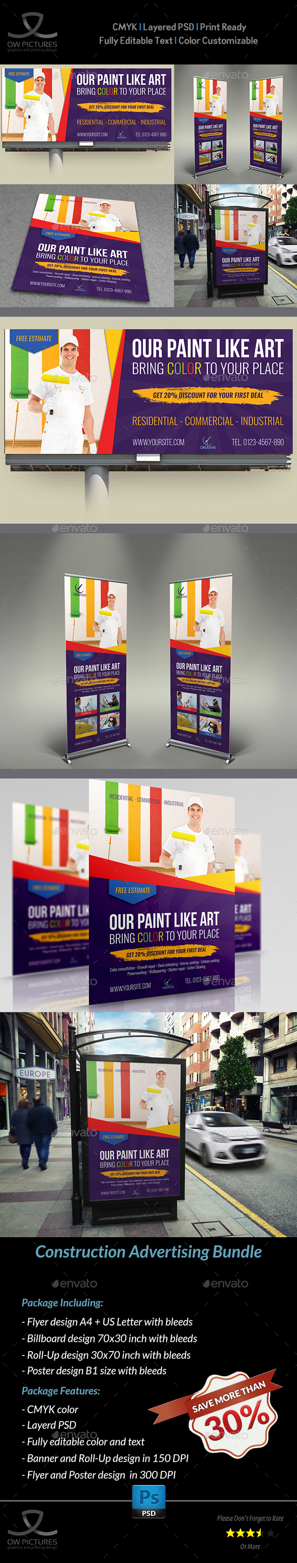 Painter Advertising Bundle - Signage Print Templates