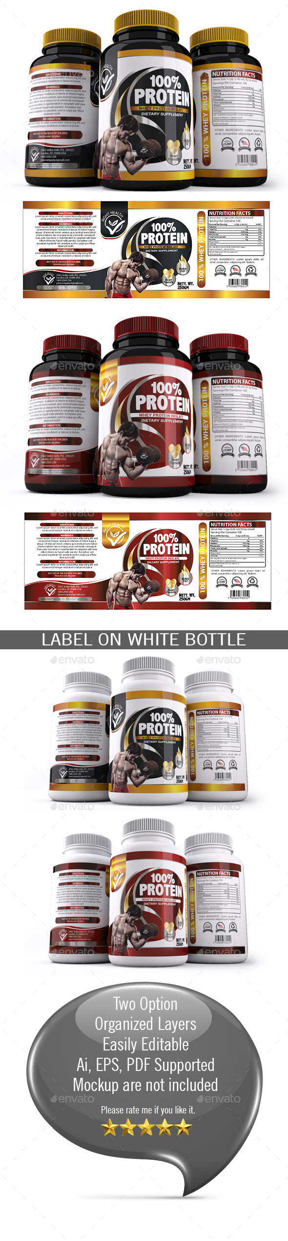 Supplement Label Template - 016 - Packaging Print Templates