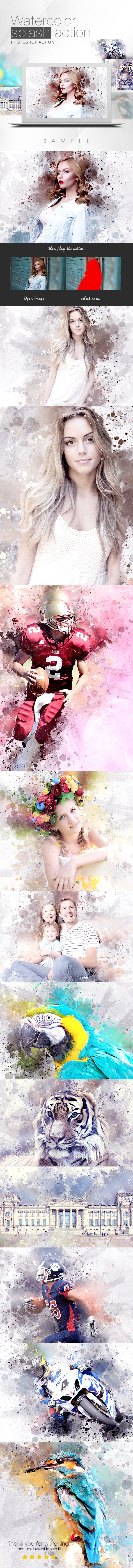 Watercolor Splash Action - Photo Effects Actions