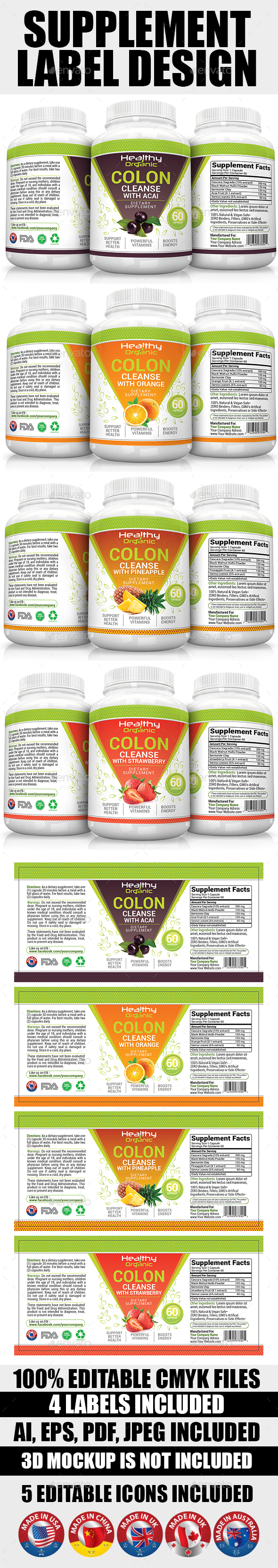 Supplement Label Template Vol-07 - Packaging Print Templates
