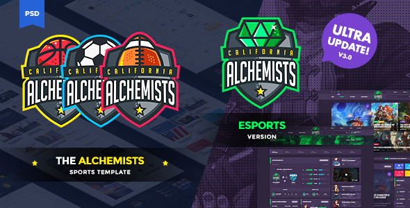 The Alchemists - Sports News PSD Template V3.0 + eSports & Gaming - Creative PSD Templates