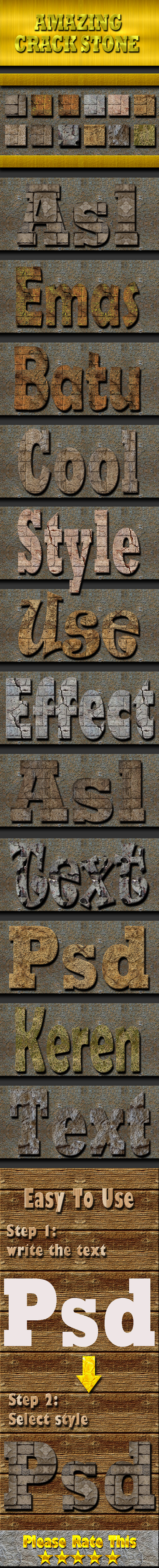 Cracked Stone Text Effect Style - Styles Photoshop