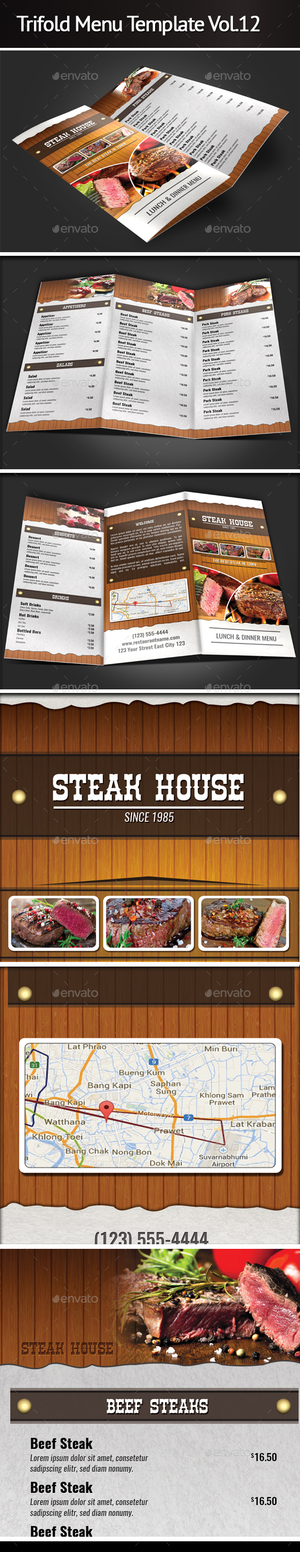 Trifold Menu Template Vol.12 - Food Menus Print Templates