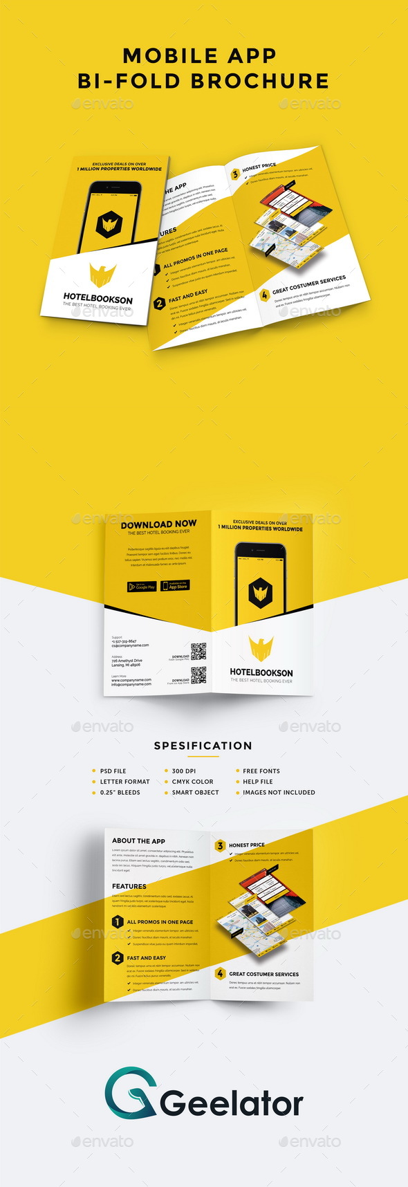 Mobile App Bi-fold Brochure - Corporate Brochures