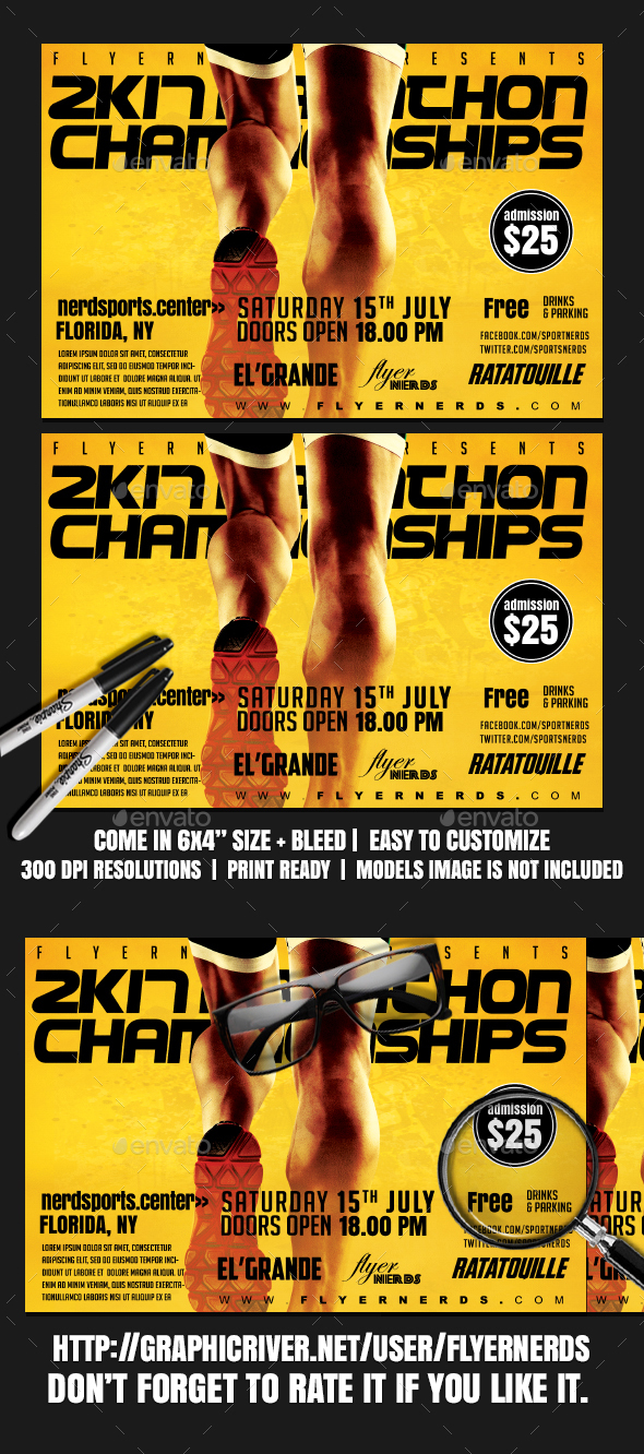 Marathon 2K17 Championships Sports Flyer - Concerts Events