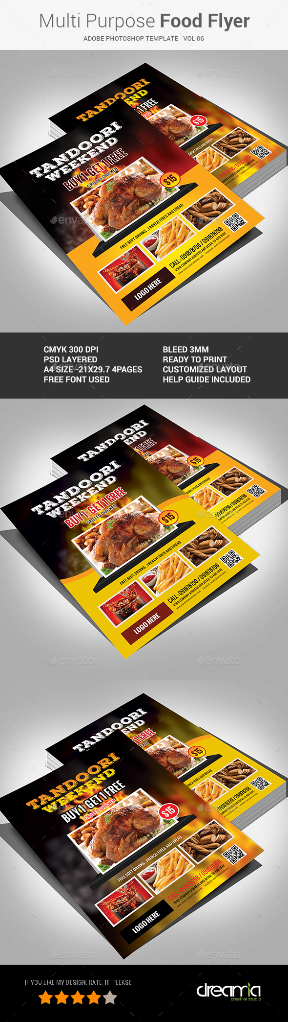 Multi Purpose Food Flyer - Vol 6 - Restaurant Flyers