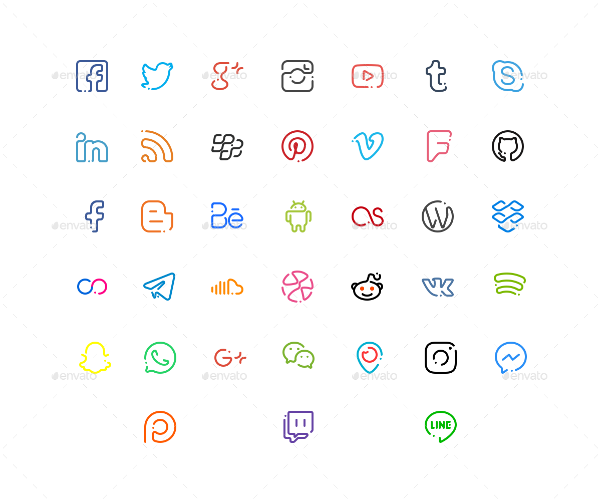 Insignificon Social 38 Social Media Icons By Oelhoem Graphicriver