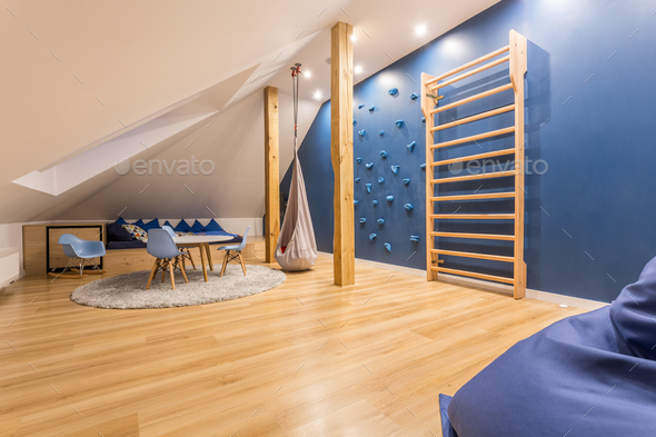 Children room with climbing wall - Stock Photo - Images