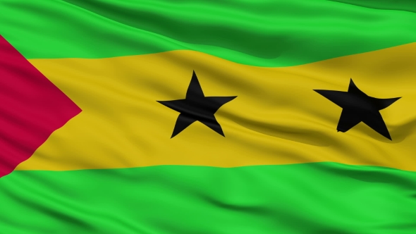 Waving National Flag of Tome and Principe alt