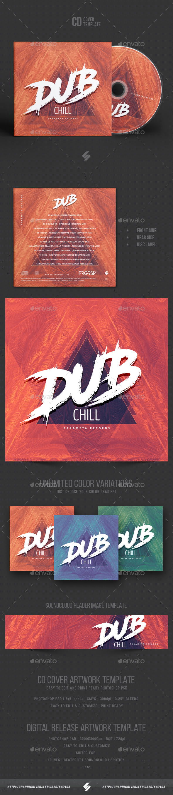 Dub Chill - CD Cover Artwork Template - CD & DVD Artwork Print Templates