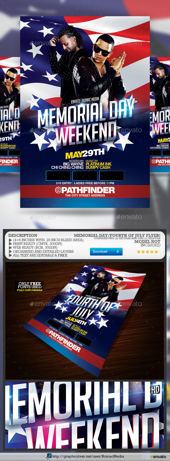 Memorial Day Flyer - Clubs & Parties Events
