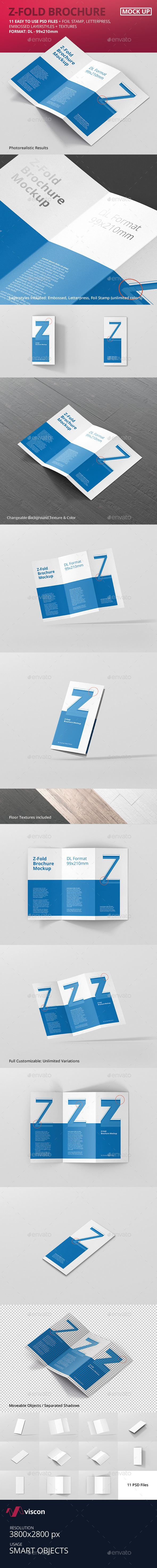 DL Z-Fold Brochure Mockup - 99x210mm - Brochures Print