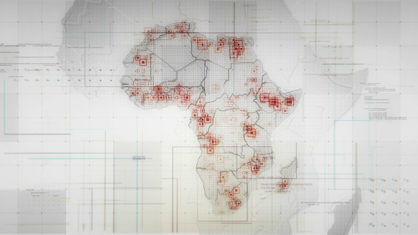 White Africa Map with Lines Rollback Camera 4K