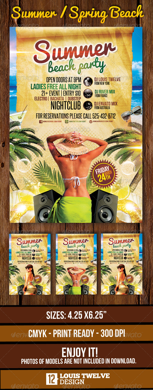 Summer or Spring Beach Party - Flyer Template