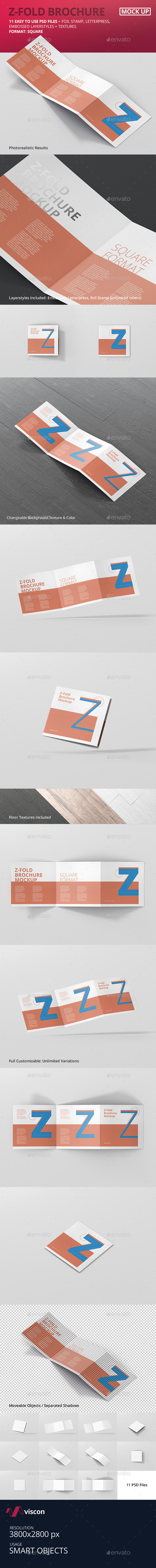 Square Z-Fold Brochure Mockup - Brochures Print