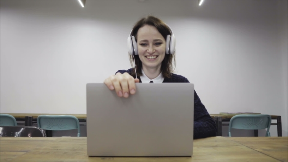 Happy Woman Has Finished the Working Day