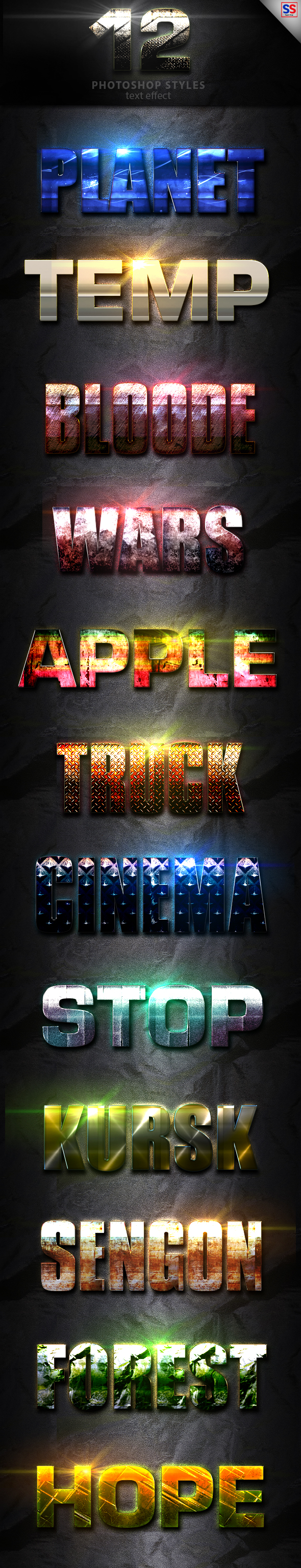 12 Light Photoshop text Effect Vol 14 - Text Effects Styles