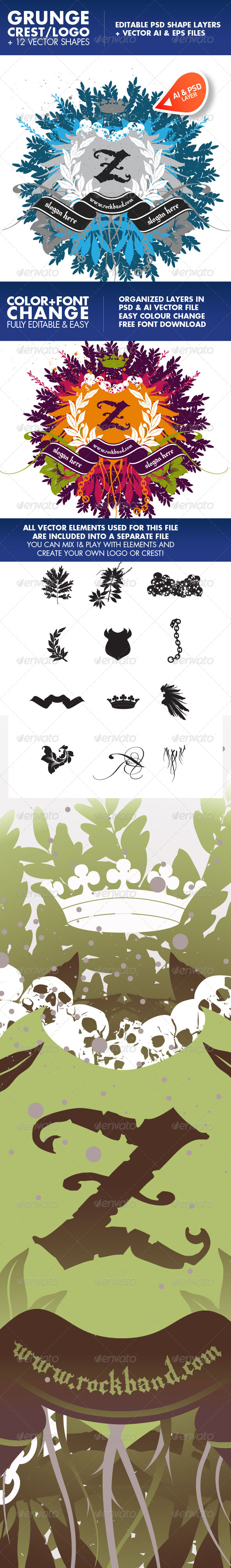Rockcrest. A vector + psd crest logo and elements - Decorative Vectors