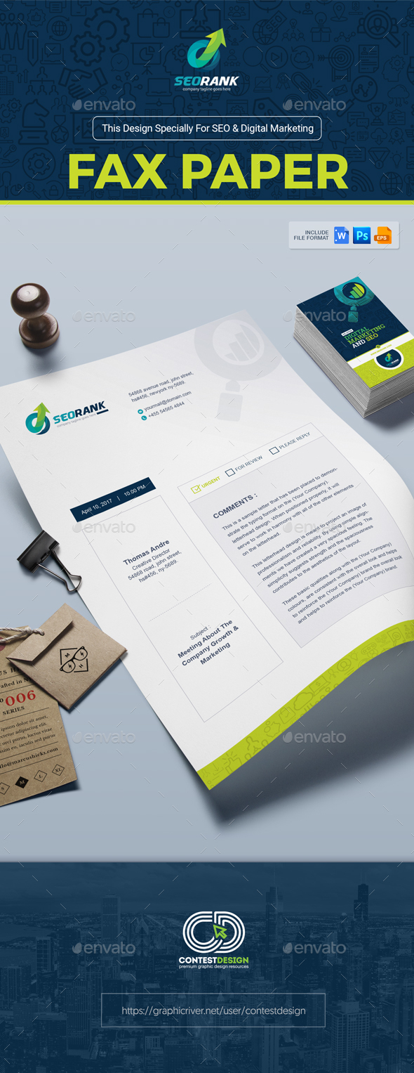 Fax Paper / Cover Sheet Template for SEO (Search Engine Optimization) & Digital Marketing Agency - Stationery Print Templates