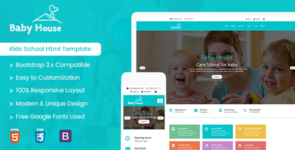 Baby House - Kids School, Kinder Garden and Play School Multipurpose HTML5 Template - Business Corporate