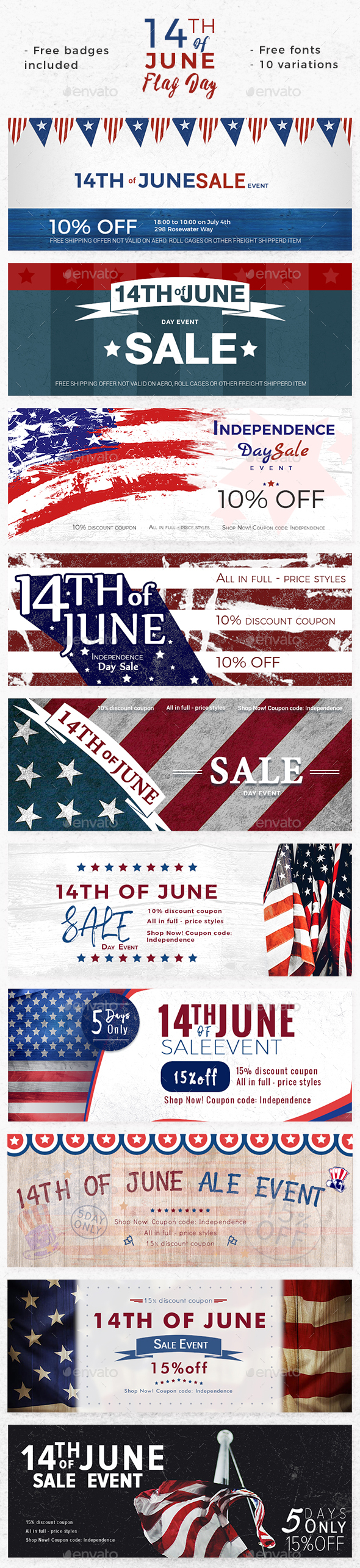Promote 14th of June Flag Day - Banners - Banners & Ads Web Elements