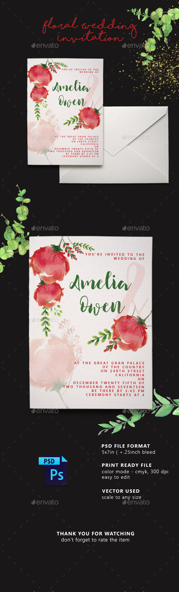 Floral Wedding Invitation - Weddings Cards & Invites