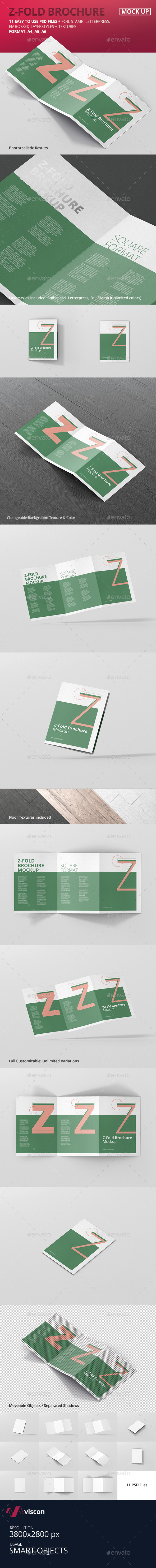 Z-Fold Brochure Mockup - Din A4 A5 A6 - Brochures Print