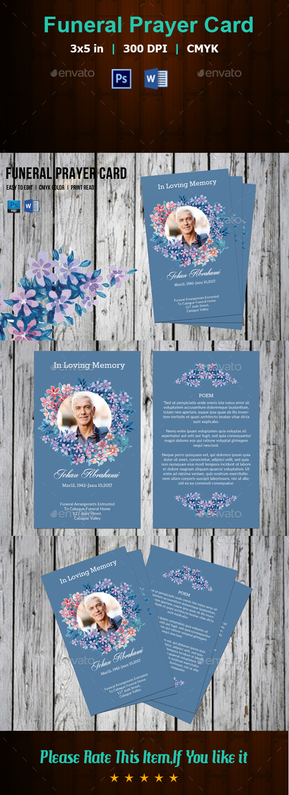Funeral Prayer Card Template-V174 - Church Flyers