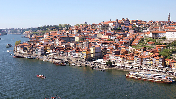 Porto City with Douro River and Dom Luis I Bridge