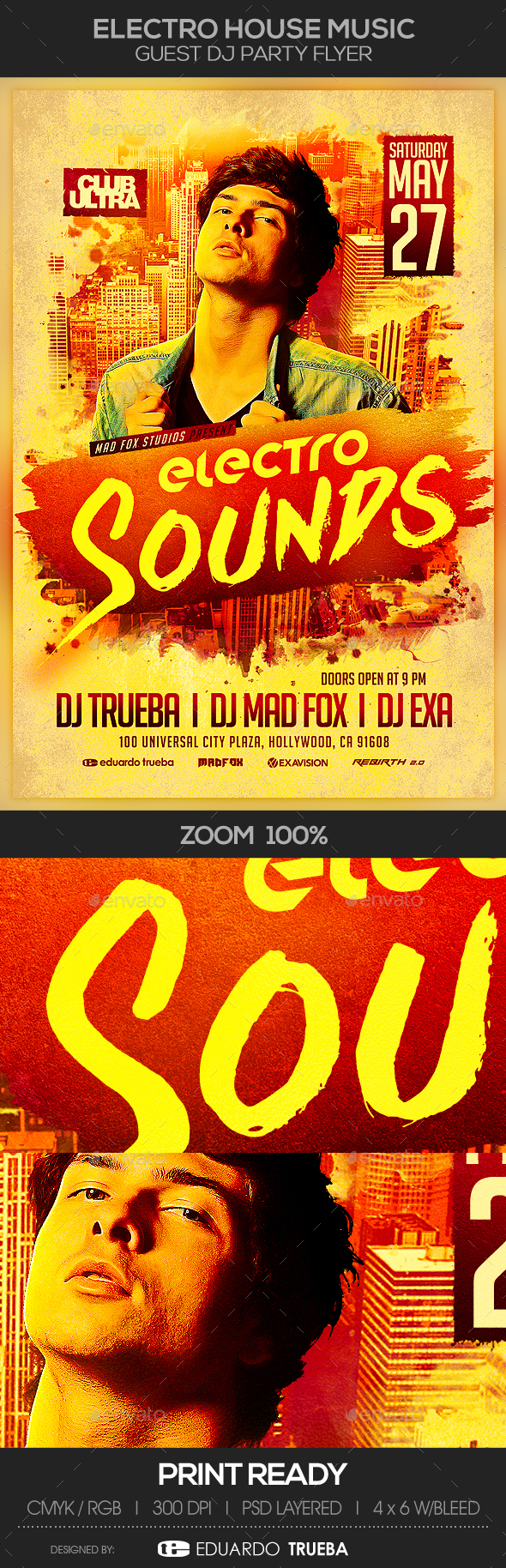 Electro House Music Guest Dj Party Flyer - Clubs & Parties Events
