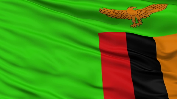 Waving National Flag of Zambia