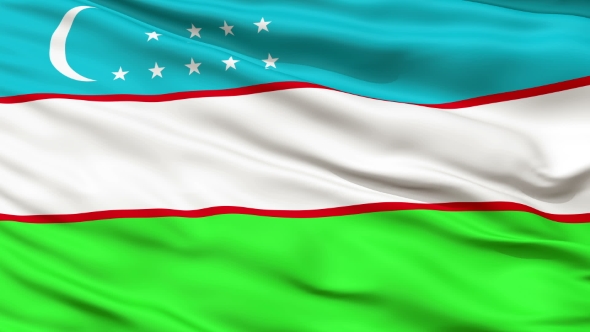 Waving National Flag of Uzbekistan