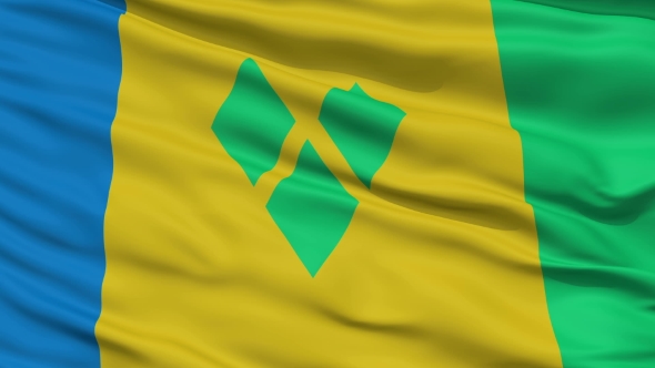 Waving National Flag of Saint Vincent and the Grenadines alt
