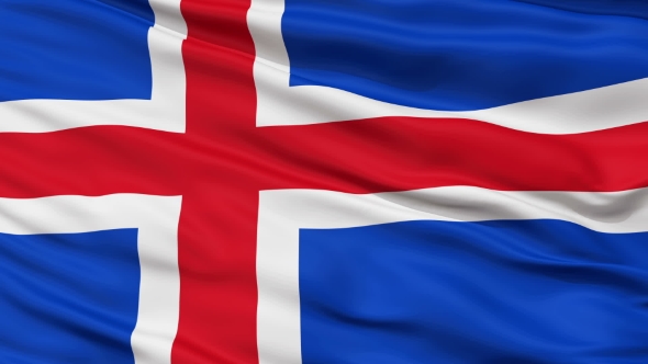 Waving National Flag of Iceland