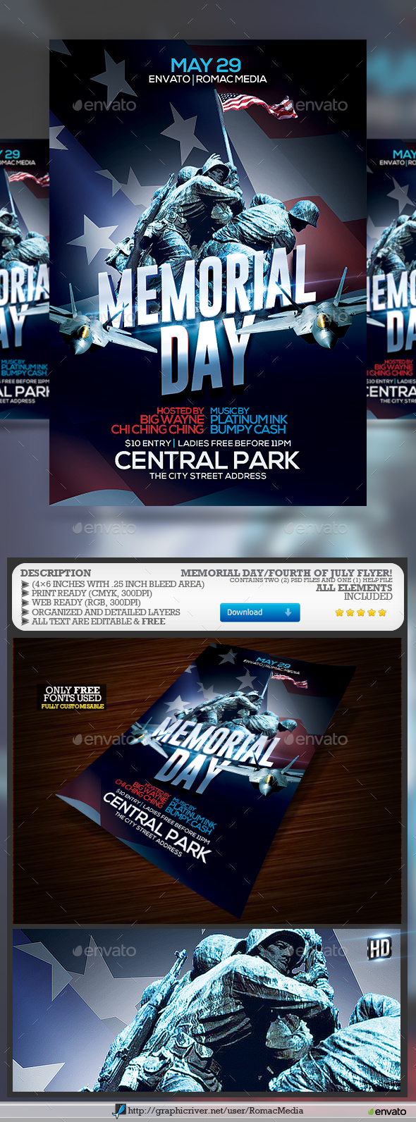 Memorial Day Party Flyer - Clubs & Parties Events