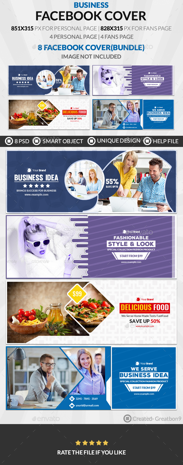 Facebook Cover Bundle - 4 Design - Facebook Timeline Covers Social Media