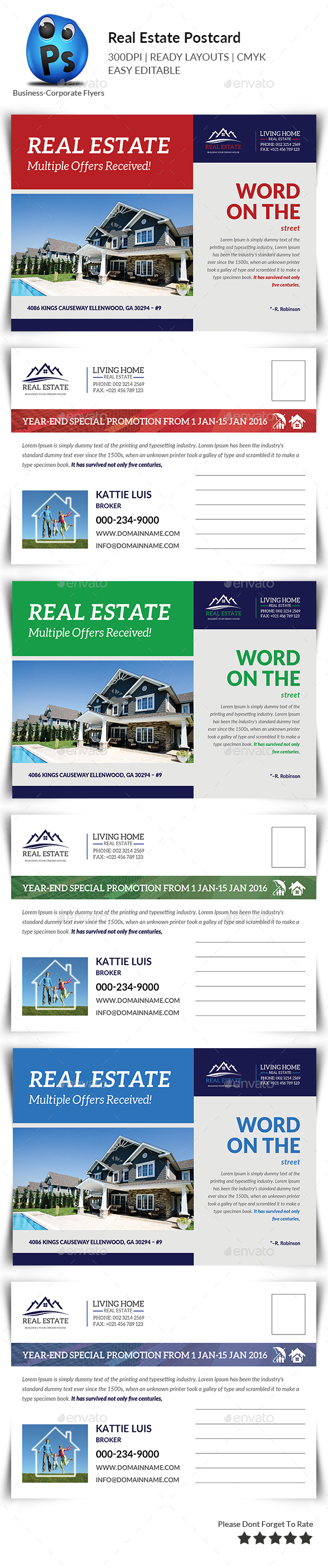 Real Estate Postcard Print Templates - Cards & Invites Print Templates