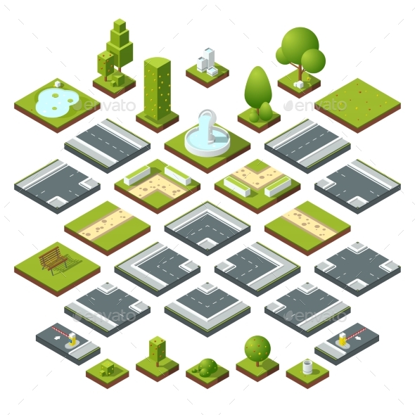 Set of Isometric City Elements - Miscellaneous Vectors